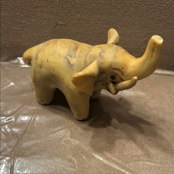None Other - Vintage Handcrafted Tan Elephant Sculpture